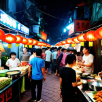**

"A bustling street food market in Hanoi, Vietnam, at night. Lanterns illuminate the scene, with vendors selling pho, banh mi, and other delicious dishes. Focus on the vibrant colors and the energy of the crowd."

**