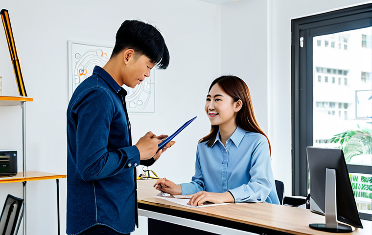 프리랜서의 경쟁력 있는 가격 책정 방법 - **

"A content writer in a professional and modest outfit, working on a laptop at a café in Hanoi, V...