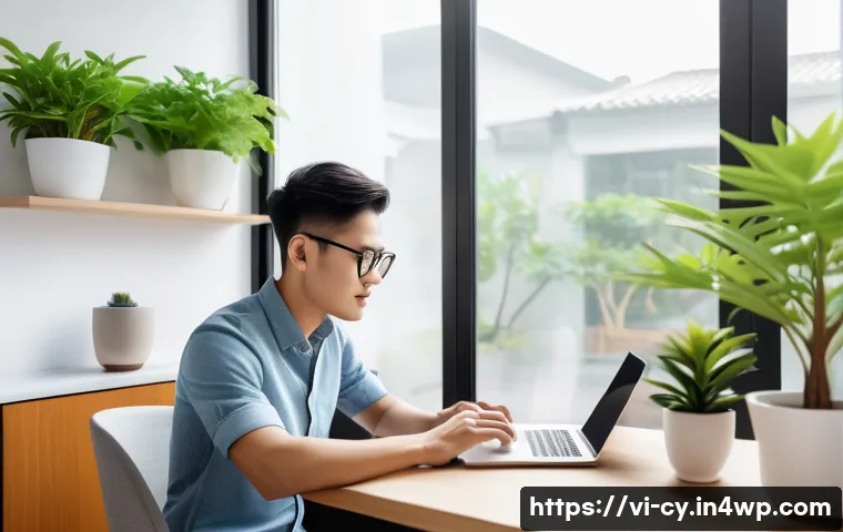 프리랜서 인디자이너로서의 성공 전략 - A modern Vietnamese freelancer workspace scene showing a young professional designer in casual smart...