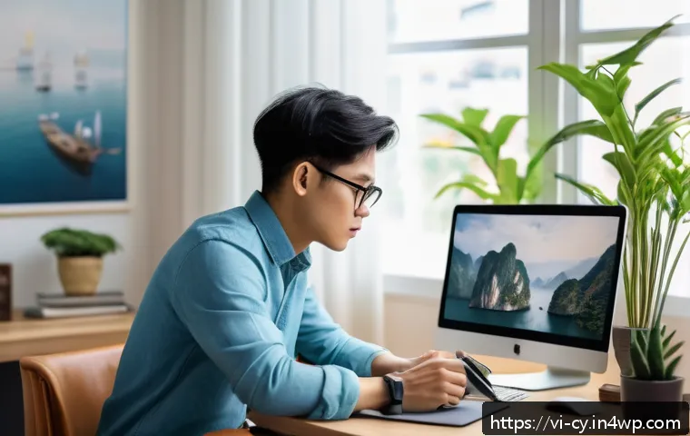 프리랜서의 시간당 요금 정하기 - A young Vietnamese freelancer working diligently at a modern home office desk, surrounded by design ...