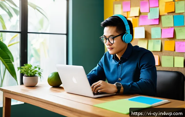 프리랜서의 성공적인 프로젝트 관리 방법 - A modern Vietnamese freelancer working in a cozy home office setting, surrounded by Vietnamese cultu...